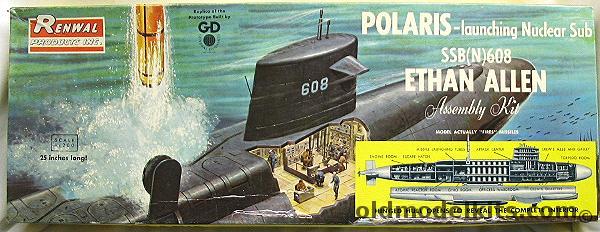 Renwal 1/200 SSB(N)-608 Ethan Allen Polaris Launching Nuclear Submarine, 652-349 plastic model kit